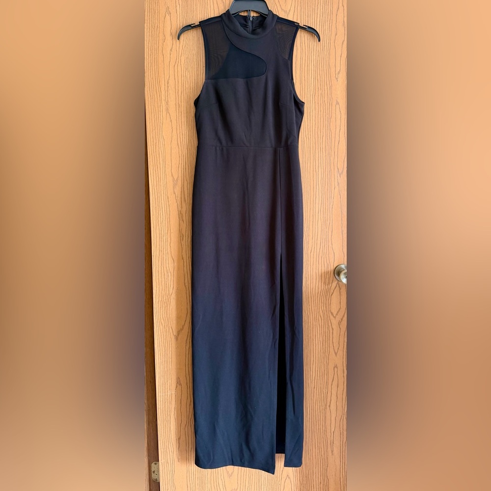 Lulus Black Mesh Mock Neck Dress